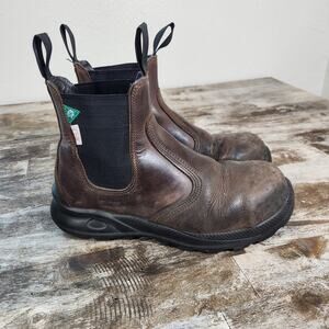 Grisport Mens 7 Brown Leather Steel Toe Chelsea Work Boots Safety Slip On